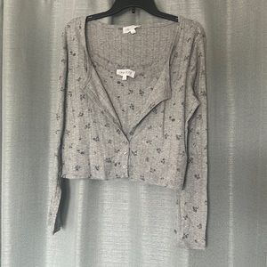Grey crop cami and cardigan set